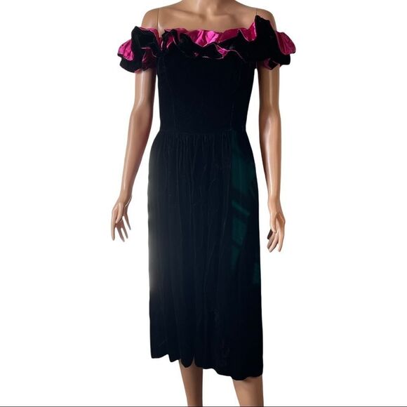 Prago Fashions Vintage Off Shoulder Dress Size 8 - Picture 2 of 16